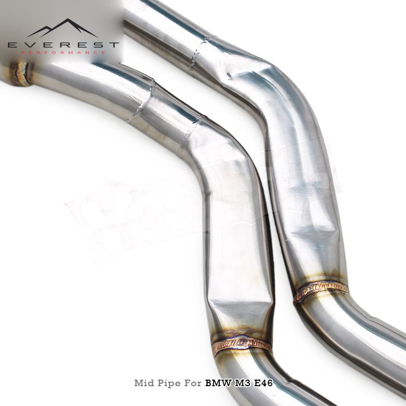 Stainless Steel 1.5mm Equal Length Mid Pipe Exhaust Pipes for BMW M3 E46 L6 3.2L 2000-2006 X-pipe System with Resonator