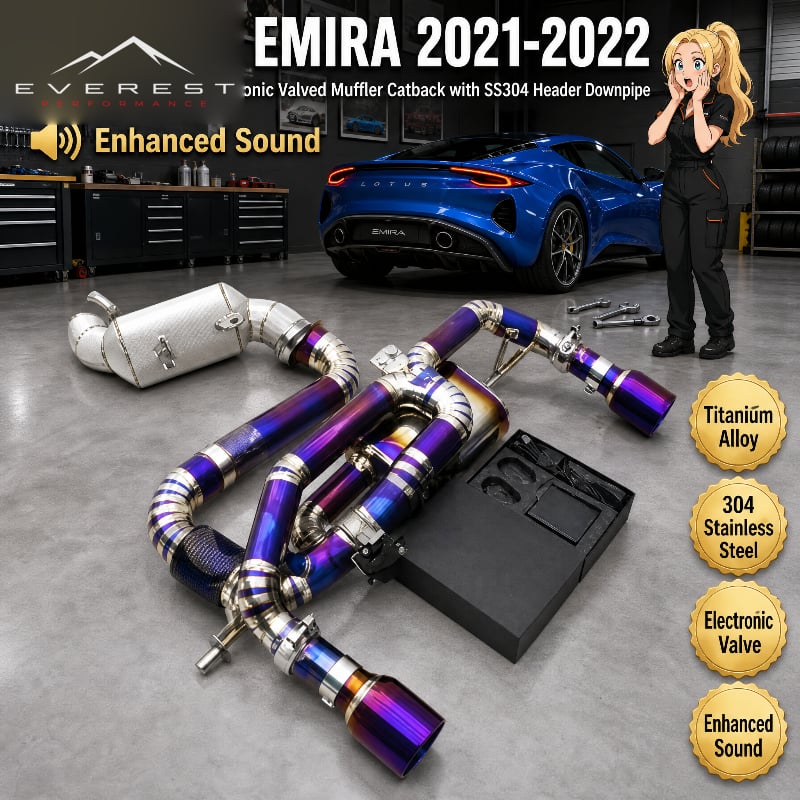 SS304 Header Downpipe for Lotus EMIRA 2021-2022 Titanium Full System Valvetronic Valved Muffler Catback Exhaust Pipes
