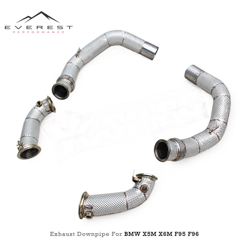 SUS304 Heat Shield Straight Free Flow Header Downpipe for BMW X5M/X6M F95/F96 4.4TT 2020+ Exhaust Pipe System
