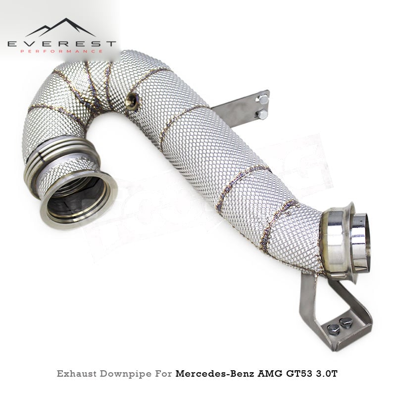 SS304 Straight Free Flow Downpipes Heat Shield Exhaust Pipes for Mercedes-Benz AMG GT53 GLE45/GLE53/E53 3.0T 2020-2024